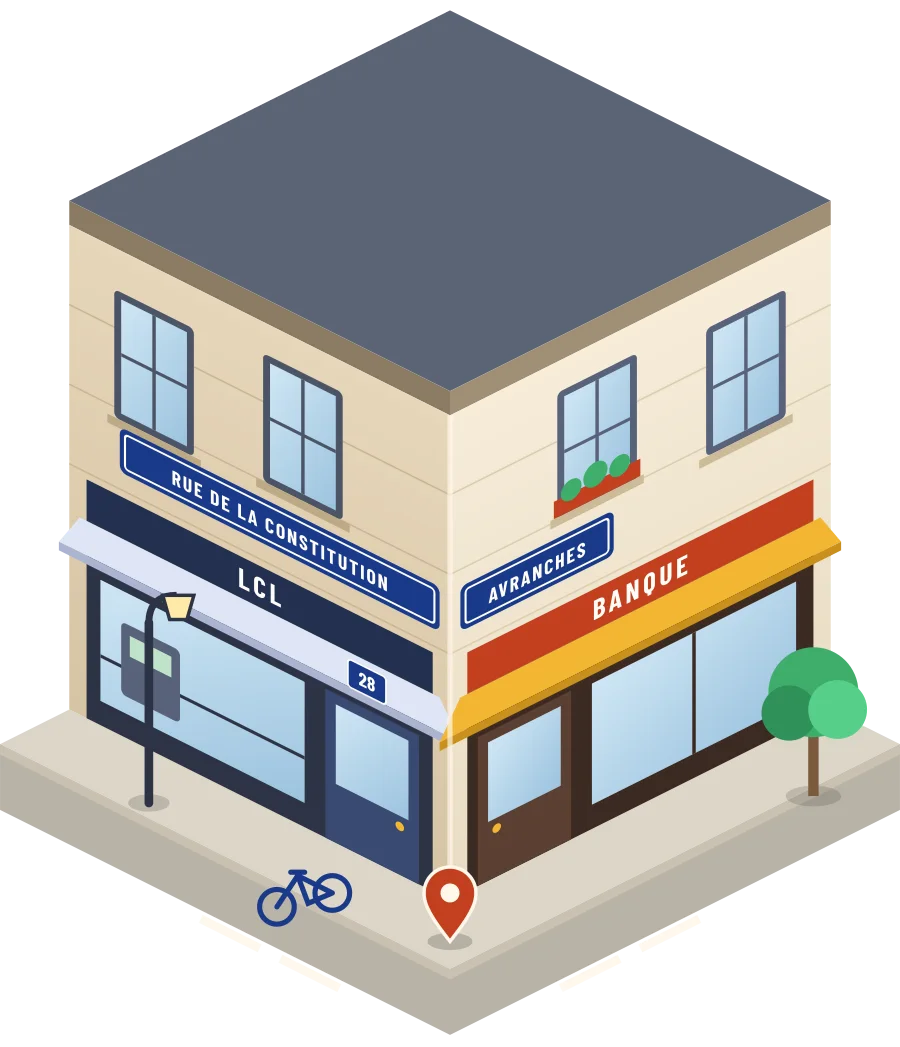LCL, banque rue de la Constitution à Avranches (illustration)