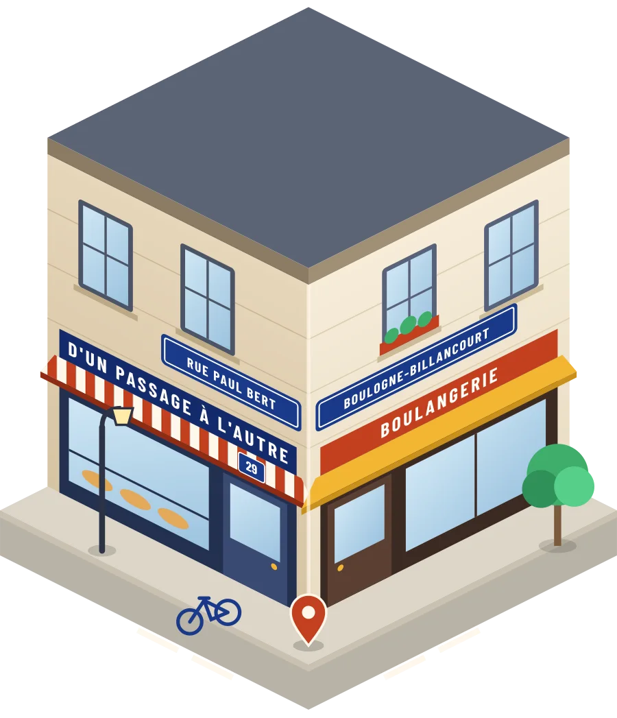 D'un passage à l'autre, boulangerie rue Paul Bert à Boulogne-Billancourt (illustration)