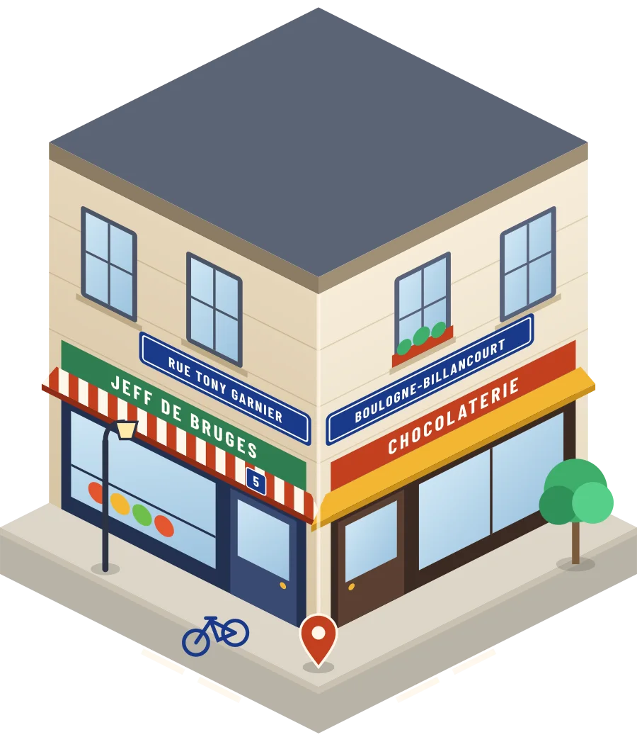 Jeff de Bruges, chocolaterie rue Tony Garnier à Boulogne-Billancourt (illustration)