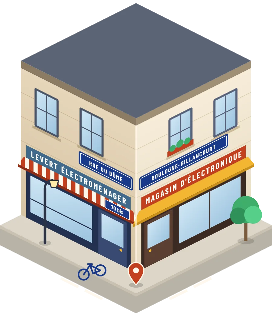 Levert Électroménager, magasin d'électronique rue du Dôme à Boulogne-Billancourt (illustration)