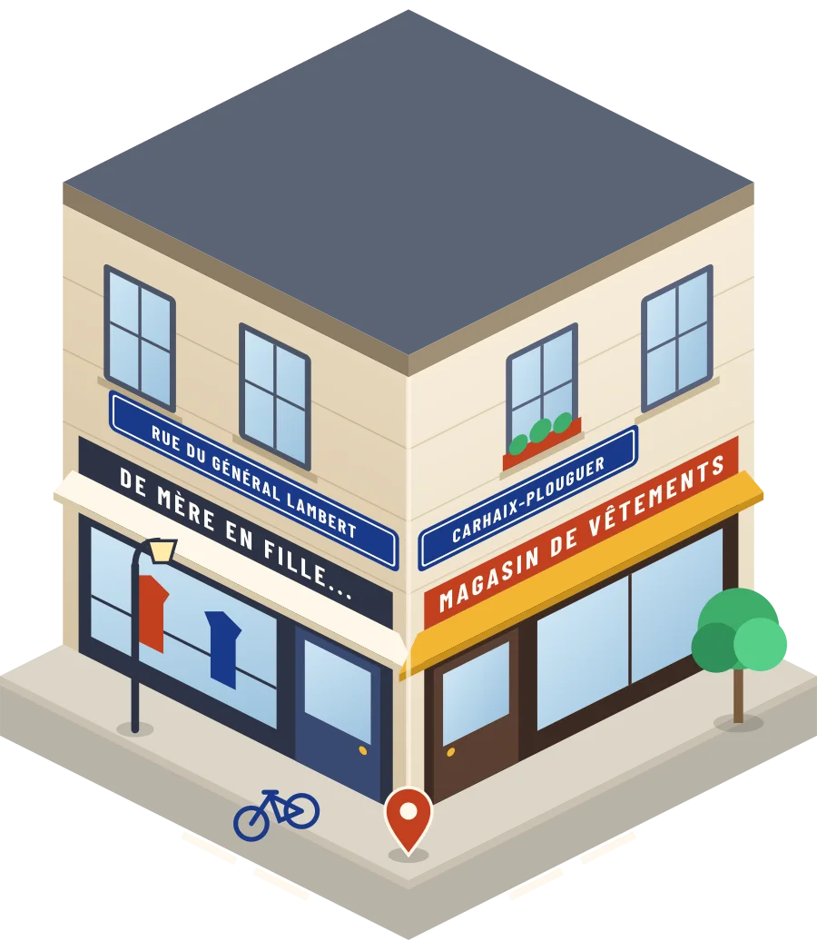 de mère en fille..., magasin de vêtements rue du Général Lambert à Carhaix-Plouguer (illustration)