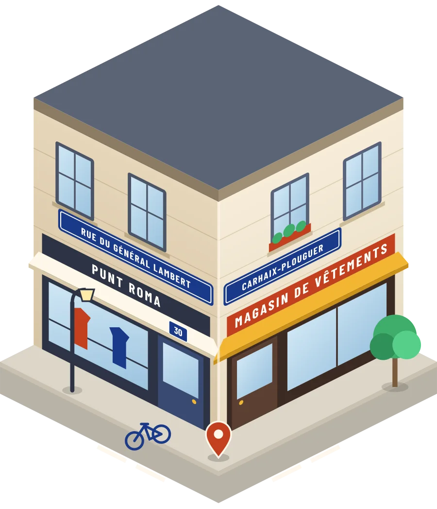 Punt Roma, magasin de vêtements rue du Général Lambert à Carhaix-Plouguer (illustration)