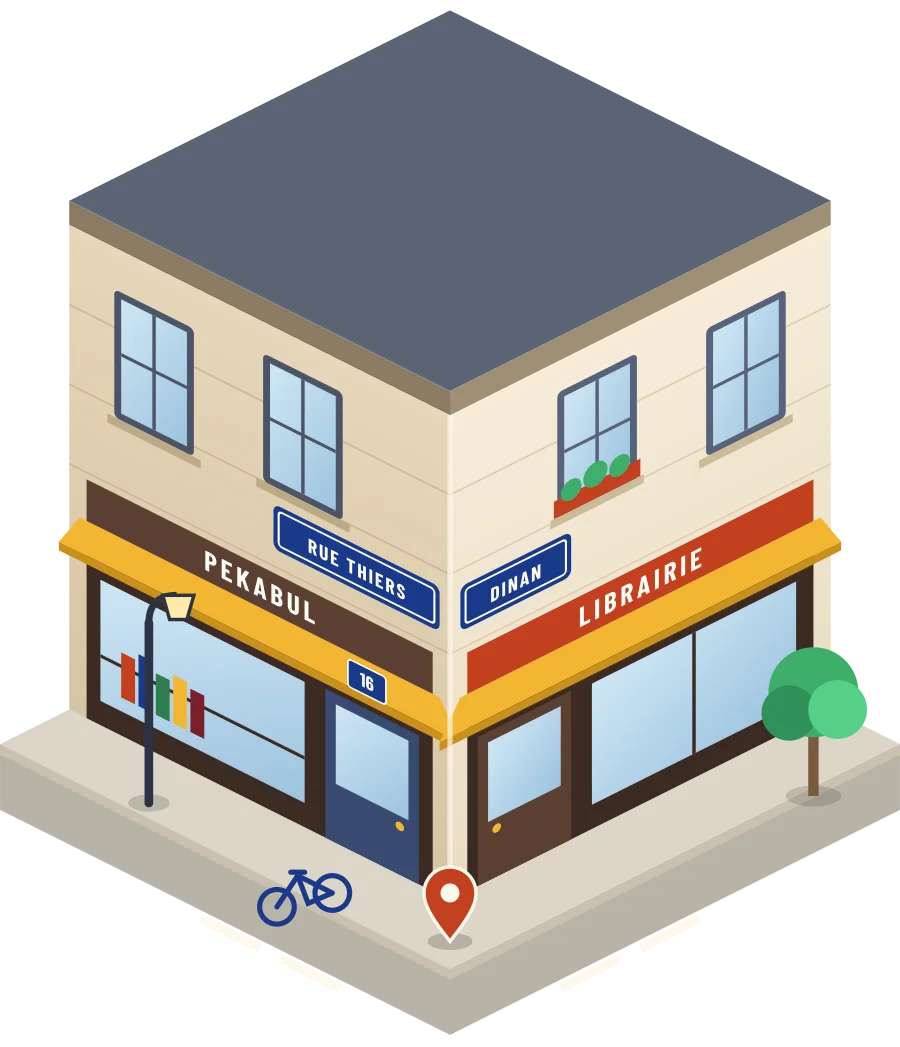Pekabul, librairie rue Thiers à Dinan (illustration)