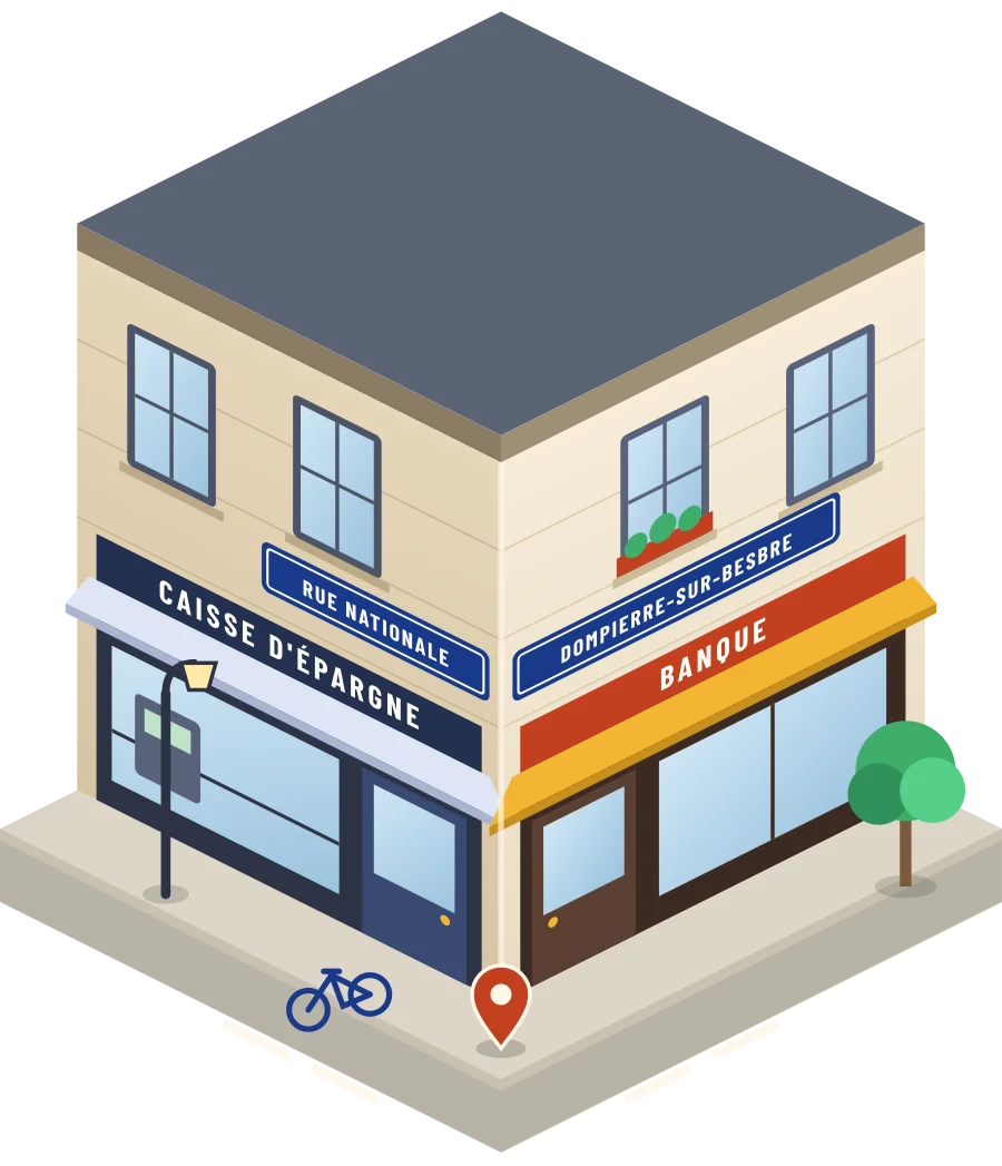 Caisse d'Épargne, banque rue Nationale à Dompierre-sur-Besbre (illustration)
