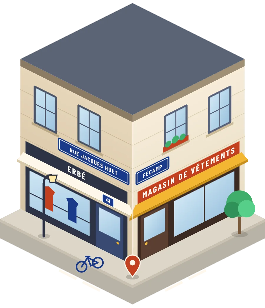 Erbé, magasin de vêtements rue Jacques Huet à Fécamp (illustration)