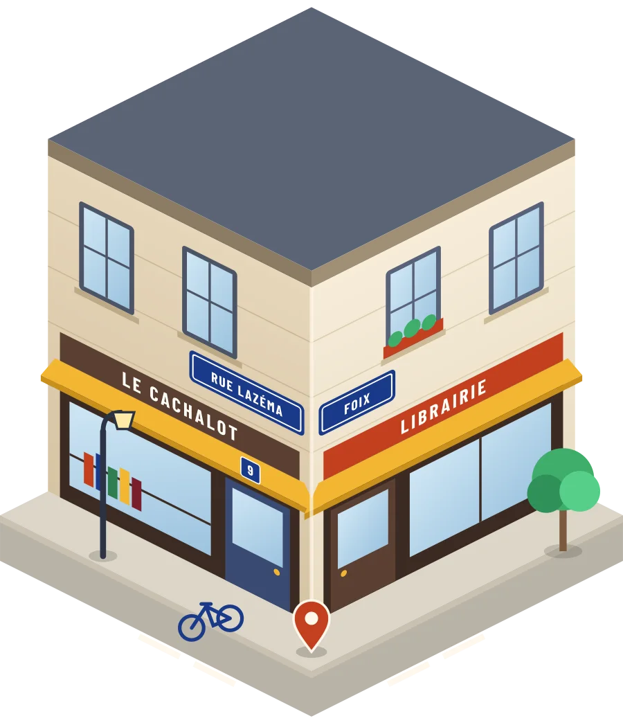 Le Cachalot, librairie rue Lazéma à Foix (illustration)