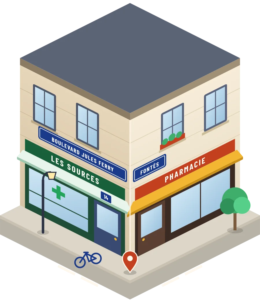 Les Sources, pharmacie boulevard Jules Ferry à Fontès (illustration)