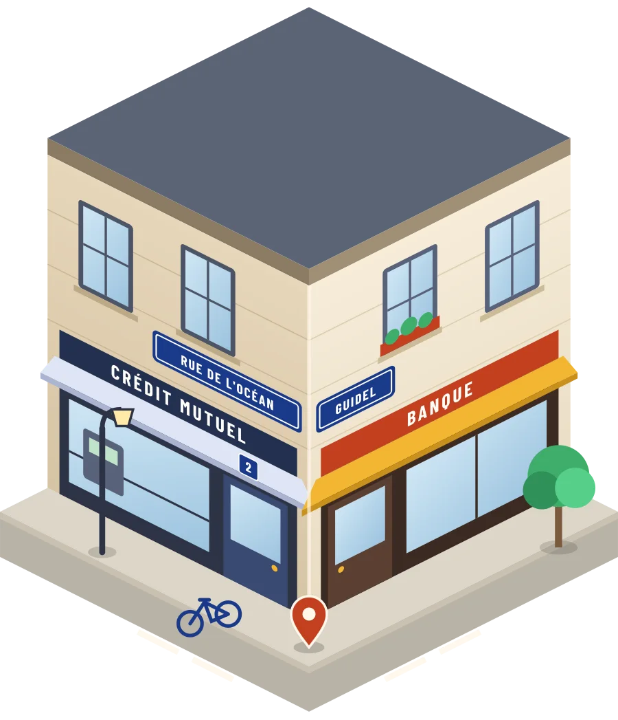 Crédit Mutuel, banque rue de l'Océan à Guidel (illustration)