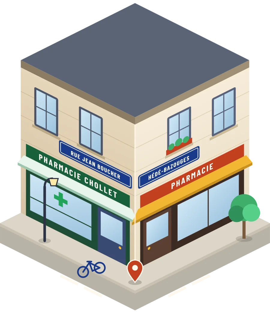Pharmacie Chollet, pharmacie rue Jean Boucher à Hédé-Bazouges (illustration)