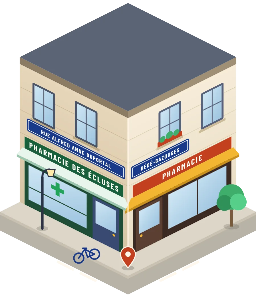 Pharmacie des Écluses, pharmacie rue Alfred Anne Duportal à Hédé-Bazouges (illustration)