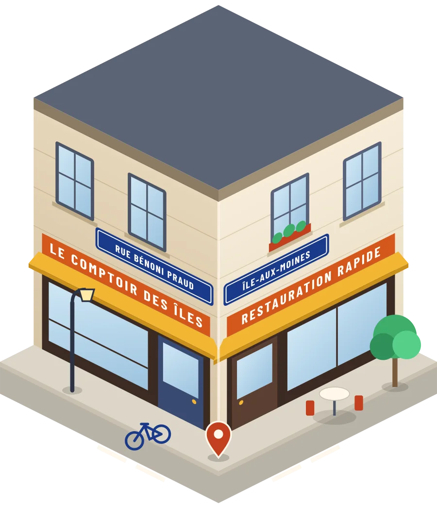Le Comptoir des îles, restauration rapide rue Bénoni Praud à Île-aux-Moines (illustration)