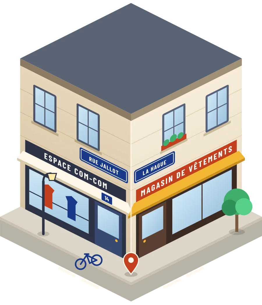 Espace Com-Com, magasin de vêtements rue Jallot à La Hague (illustration)