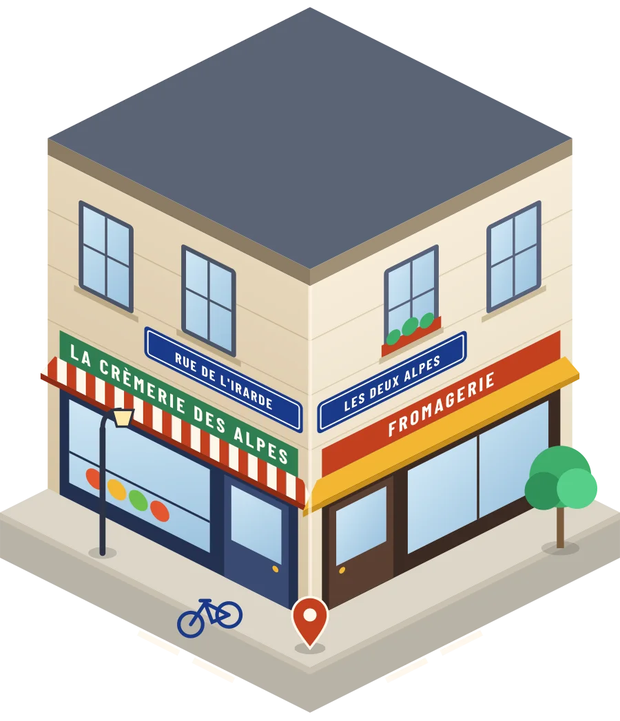 La Crèmerie des Alpes, fromagerie rue de l'Irarde aux Deux Alpes (illustration)