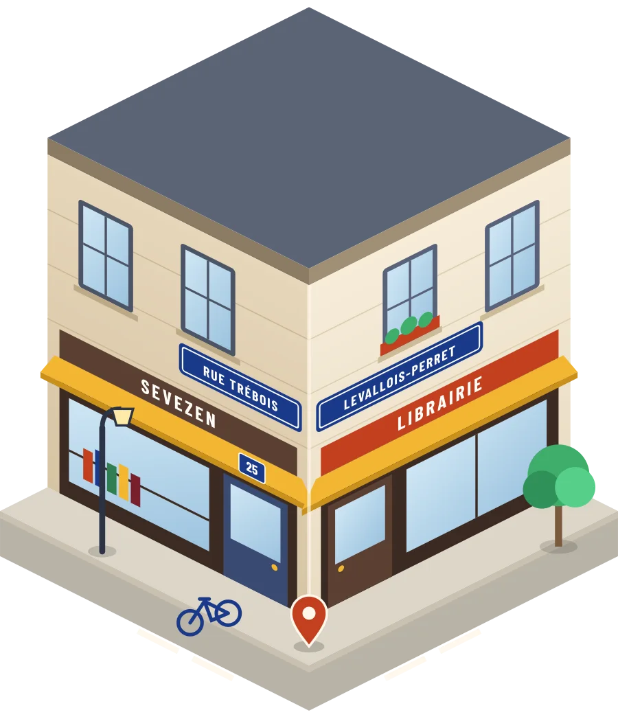 Sevezen, librairie rue Trébois à Levallois-Perret (illustration)
