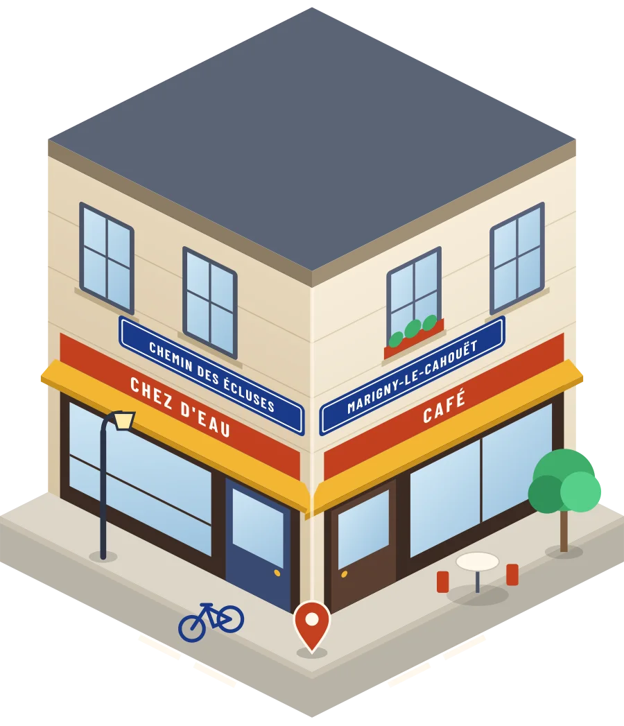 Chez d'Eau, café chemin des Écluses à Marigny-le-Cahouët (illustration)