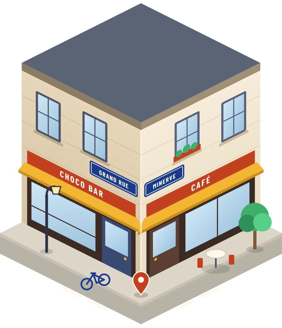Choco Bar, café grand Rue à Minerve (illustration)