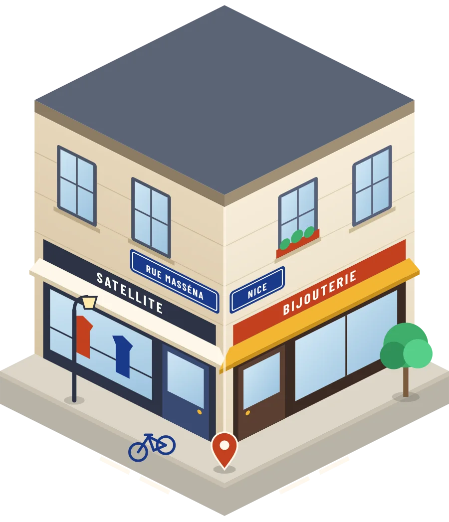 Satellite, bijouterie rue Masséna à Nice (illustration)