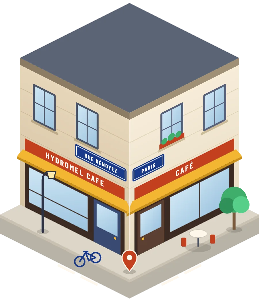 Hydromel Cafe, café rue Dénoyez à Paris (illustration)