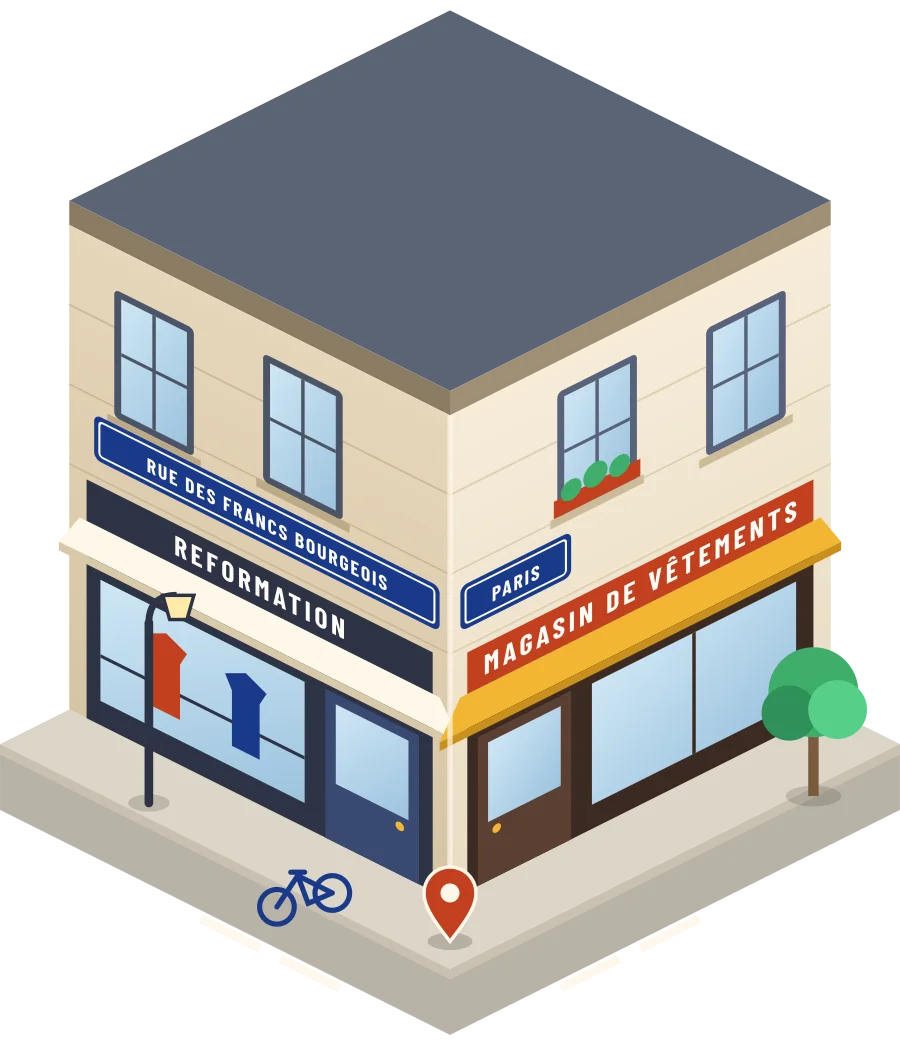 Reformation, magasin de vêtements rue des Francs Bourgeois à Paris (illustration)