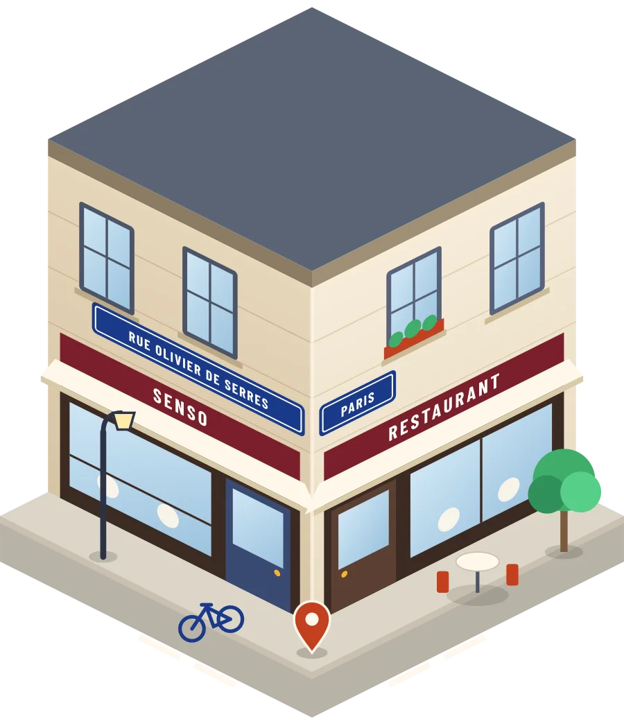 Senso, restaurant rue Olivier de Serres à Paris (illustration)