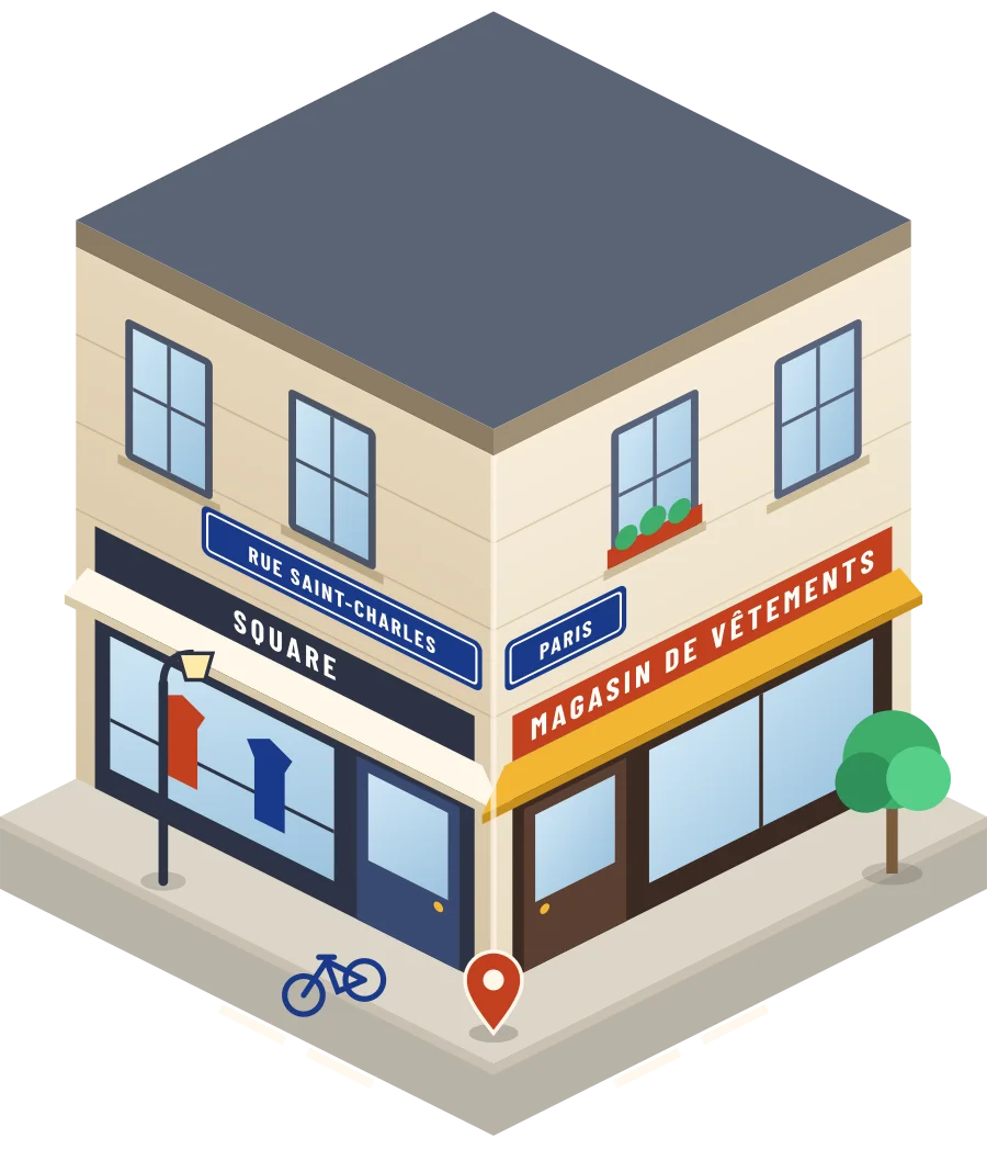 Square, magasin de vêtements rue Saint-Charles à Paris (illustration)