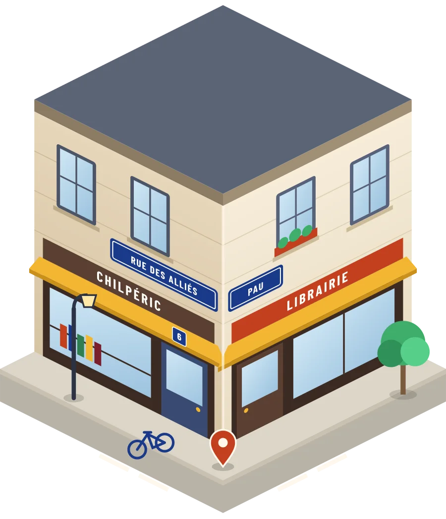 Chilpéric, librairie rue des Alliés à Pau (illustration)