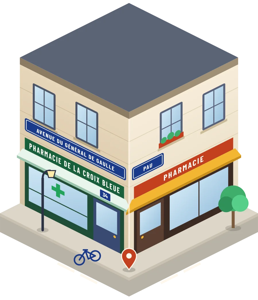 Pharmacie de la Croix Bleue, pharmacie avenue du général de Gaulle à Pau (illustration)