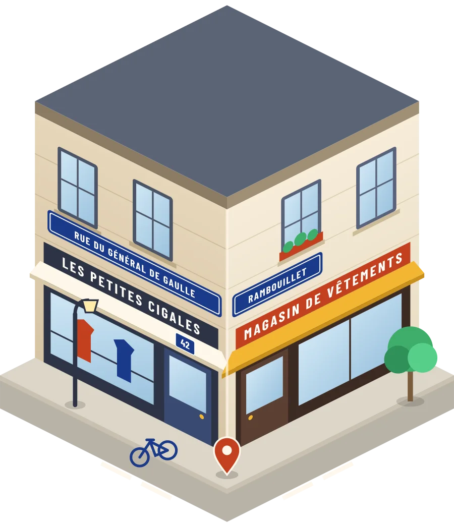 Les petites cigales, magasin de vêtements rue du Général de Gaulle à Rambouillet (illustration)