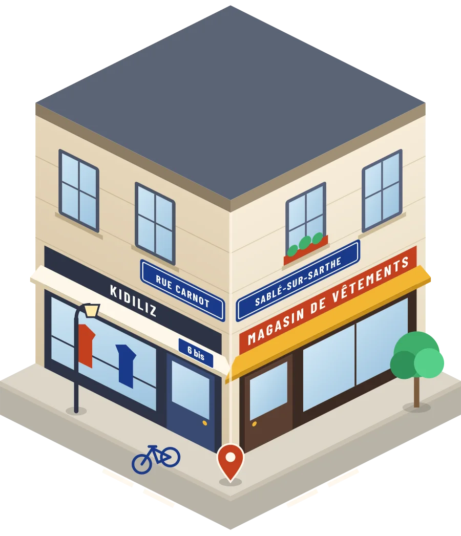 Kidiliz, magasin de vêtements rue Carnot à Sablé-sur-Sarthe (illustration)