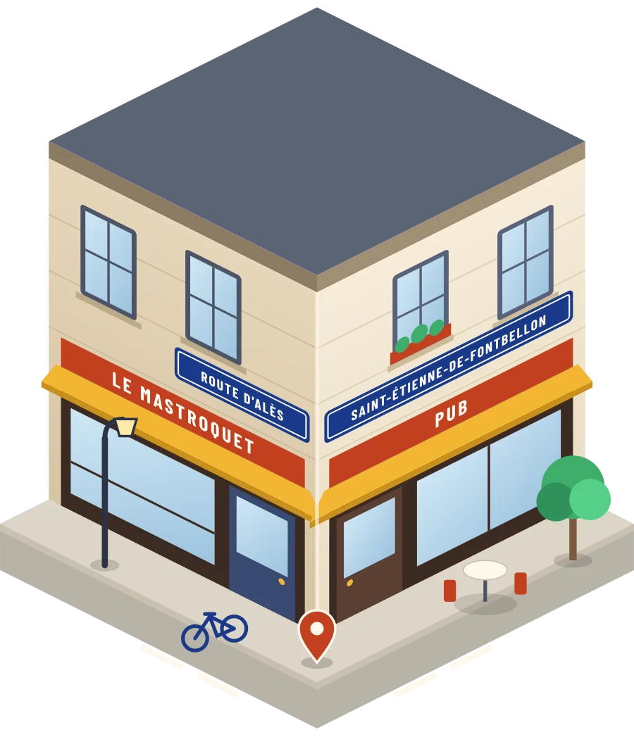 Le Mastroquet, pub route d'Alès à Saint-Étienne-de-Fontbellon (illustration)
