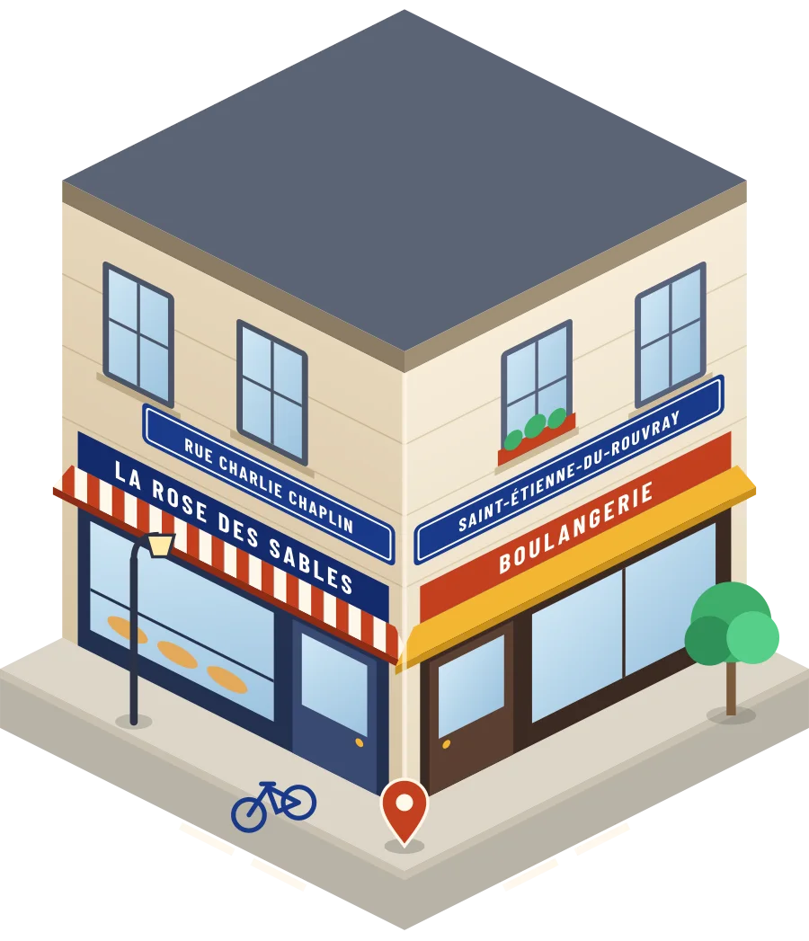 La rose des sables, boulangerie rue Charlie Chaplin à Saint-Étienne-du-Rouvray (illustration)