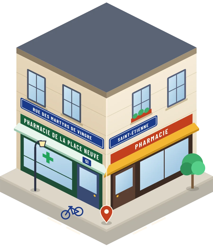 Pharmacie de la Place Neuve, pharmacie rue des Martyrs de Vingre à Saint-Étienne (illustration)