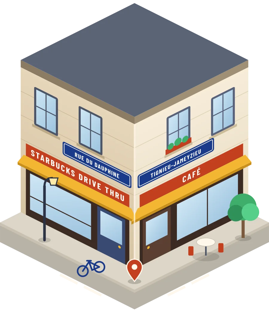 Starbucks Drive Thru, café rue du Dauphine à Tignieu-Jameyzieu (illustration)