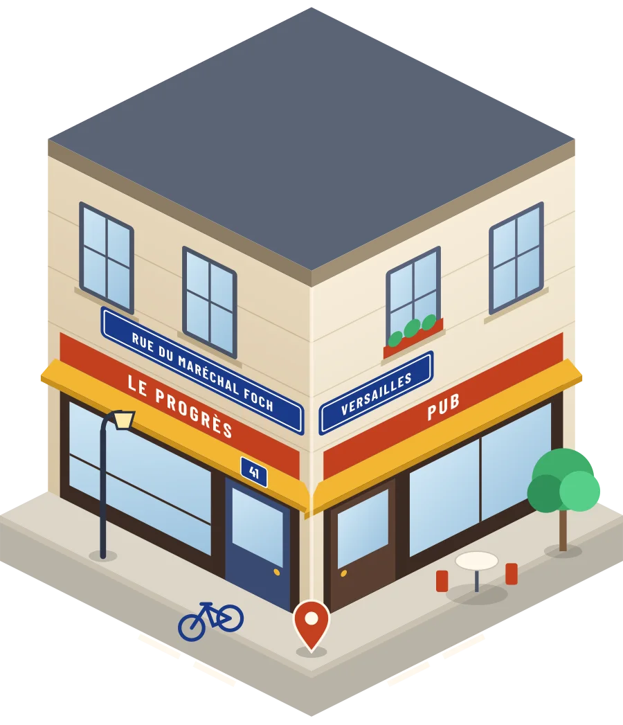 Le Progrès, pub rue du Maréchal Foch à Versailles (illustration)